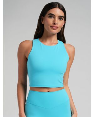 Comfrt Core 2.0 High Neck Crop Tank - Blue