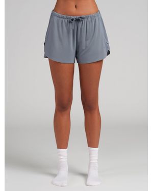 Comfrt Cloud Lounge Curved Hem Shorts - Blue