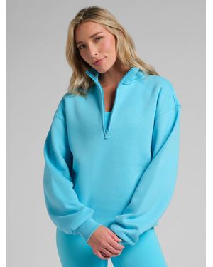 Comfrt Neon Basic Quarter Zip Mock Neck - Blue
