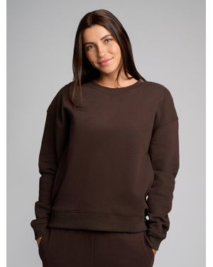 Comfrt Halo Lightweight Crop Crew Sweatshirt - Brown
