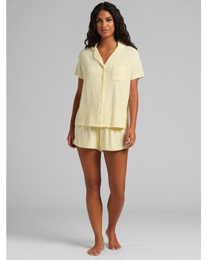 Comfrt Slinky Rib Short Sleeve Pj Set - Natural