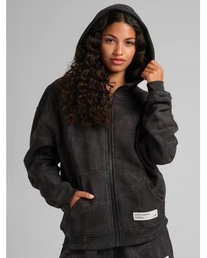 Comfrt Camo Crop Zip Hoodie - Black