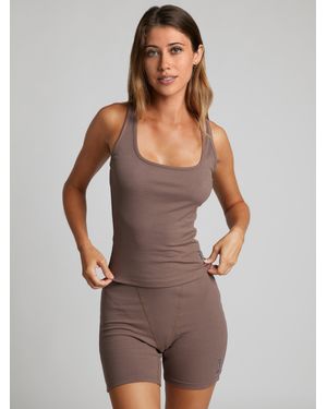 Comfrt Rib Contour Waist Length Tank - Brown