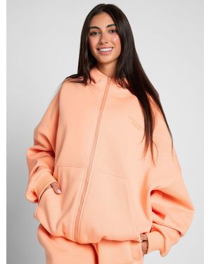 Comfrt Pastel Zip Hoodie - Orange