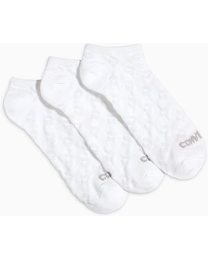 Converse 3-Pack Textured No-Show Socks White - Weiß