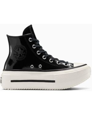Converse Chuck Taylor All Star Lift Double Stack Platform Patent Leather - Black