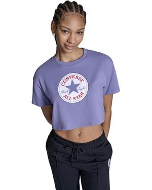 Converse Chuck Taylor All Star Patch Cropped T-Shirt Polyester For - Blue