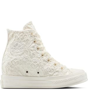 Converse Chuck 70 Wedge Platform Crocheted Satin Standard Flat And Sheer Organza Laces For Your Styling - White