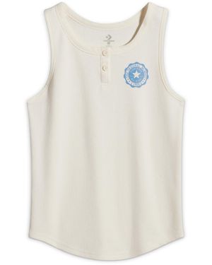 Converse Ribbed Henley Tank For Kids - White