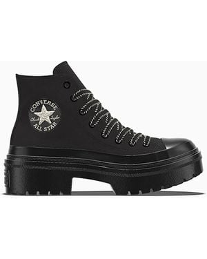 Converse Custom Chuck Taylor All Star Lugged Heel Platform Leather By You - Black