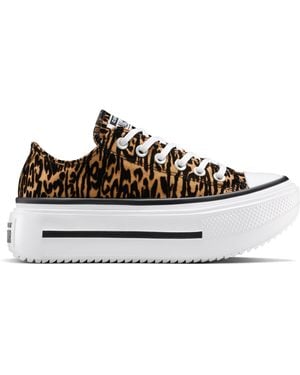 Converse Chuck Taylor All Star Lift Double Stack Platform Leopard Canvas - Gray