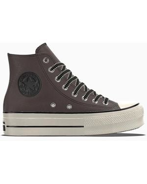Converse Custom Chuck Taylor All Star Lift Platform Leather By You - Brown
