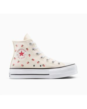 Converse Chuck Taylor All Star Lift Platform Embroidered Strawberries - White