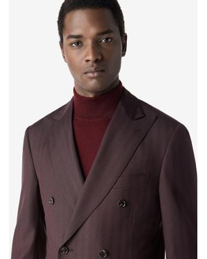 Corneliani Naturally Stretch Pure 130's Wool Suit With Herringbone Pattern - Purple