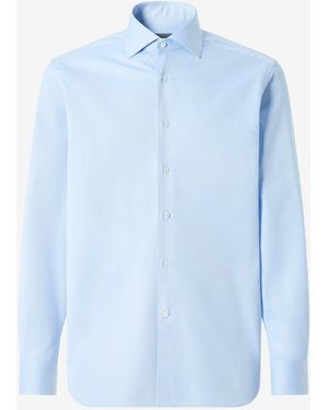 Corneliani Textured Cotton Shirt - Blue