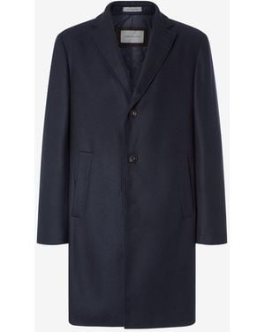 Corneliani Herringbone Stretch Wool Coat - Blue