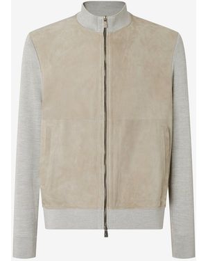 Corneliani Silk And Suede Bi-Material Jacket - Natural