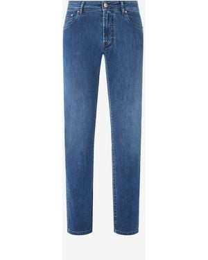 Corneliani 5-Pocket Trousers Made From Stretch Denim - Blue