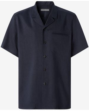 Corneliani Short-Sleeved Linen, Wool And Mohair Shirt - Blue