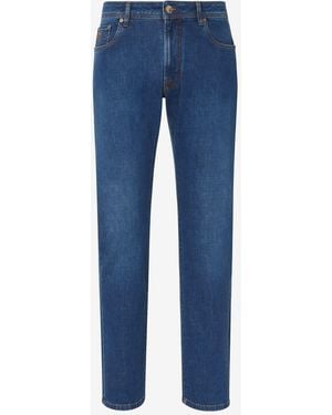 Corneliani Stretch Lyocell Cotton 5-Pocket Trousers - Blue
