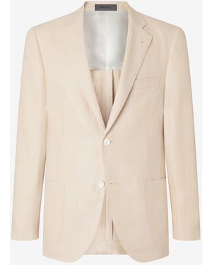 Corneliani Cream Linen And Lyocell Jacket - Natural