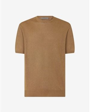 Corneliani Pure Linen Crew Neck Knitwear - Brown