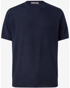 Corneliani Crew Neck Pure Wool T-Shirt - Blue