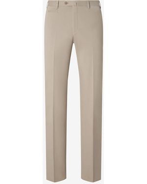 Corneliani Cotton Gabardine And Cashmere Pants - Natural