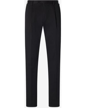 Corneliani One-Pleat Stretch Cotton Gabardine Trousers - Black