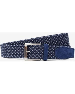 Corneliani And Braided Leather Belt With Wool Inserts - Blue