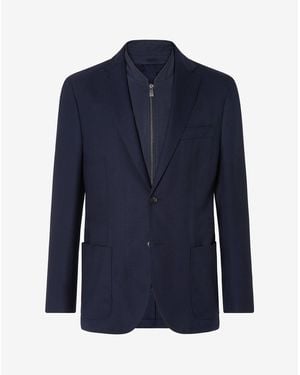 Corneliani Pure Wool Jacket With Inner Vest - Blue