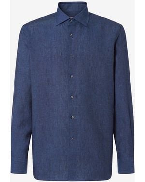Corneliani Chambray Linen Shirt - Blue