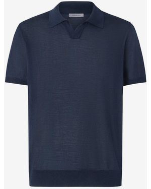 Corneliani Buttonless Pure Silk Polo Shirt - Blue