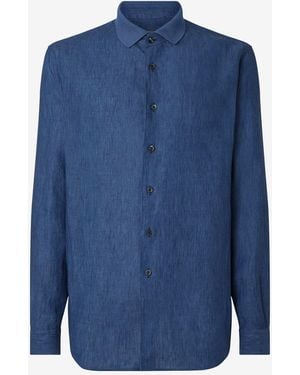 Corneliani Denim Pure Linen Shirt - Blue