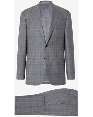 Corneliani Glen Plaid Super 130's Pure Wool Suit - Gray