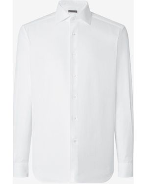 Corneliani Camicia Bianca Disegno Herringbone - Bianco