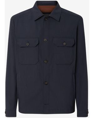 Corneliani Dark Technical Wool Overshirt - Blue