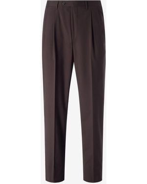 Corneliani 160's Wool And Stretch Silk Pants - Brown