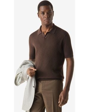 Corneliani Buttonless Silk And Organic Cotton Polo Shirt - Brown