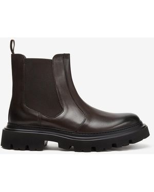 Corneliani Dark Aged Calfskin Chelsea Boots - Black