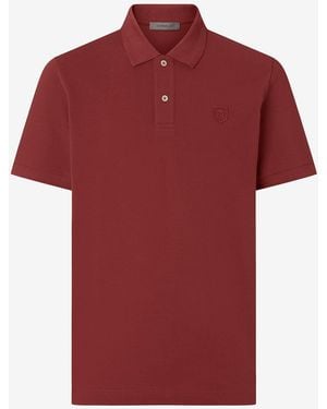 Corneliani Burgundy Button-Up Cotton Pique Polo Shirt - Red