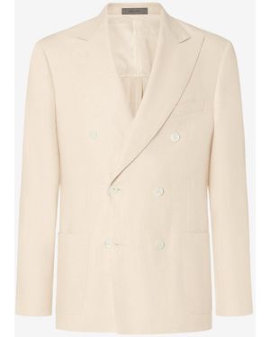 Corneliani Linen And Lyocell Jacket - Natural