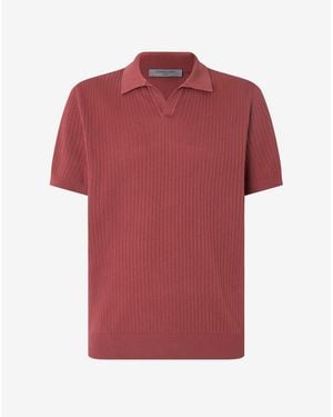 Corneliani Burgundy Buttonless Pima Cotton Polo Shirt - Red