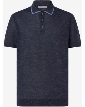 Corneliani Wool, Silk And Linen Polo Shirt - Blue