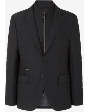 Corneliani Stretch Technical Wool Jacket With Detachable Vest - Black