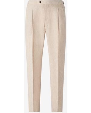Corneliani Dark 2-Dart Linen Chambray Trousers - Natural