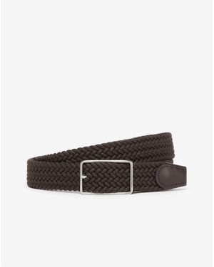 Corneliani Braided Waxed Cotton Belt - Brown