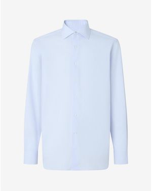 Corneliani Wrinkle-Free Cotton Shirt With Light And Micro Stripes - Blue