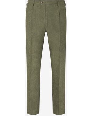 Corneliani Single-Dart Trousers Made From Pure Linen Chambray - Green