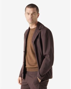 Corneliani Overshirt Made From Super Light Wool And Silk Poplin - Brown